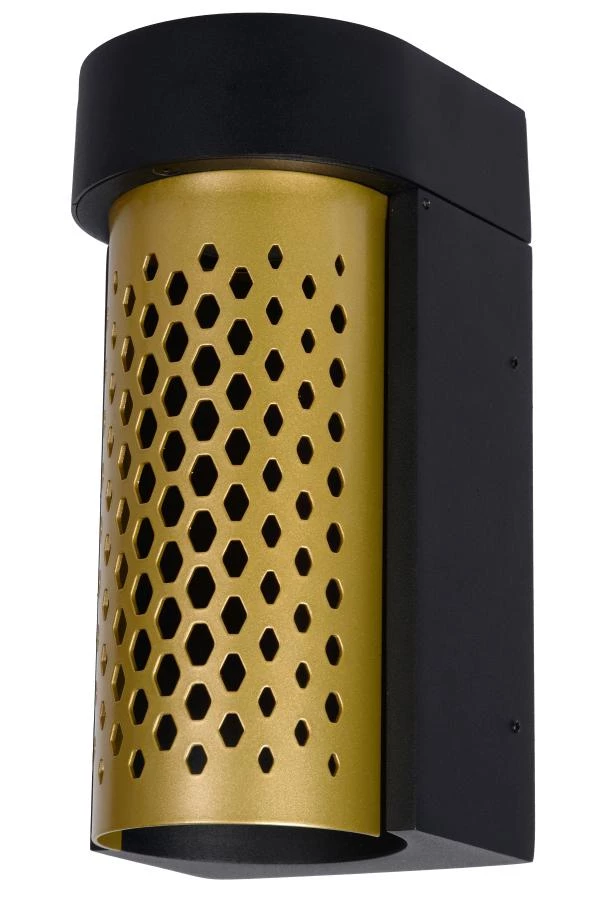 Lucide KIRAN - Wandlamp Buiten - LED - 1x10W 2700K - IP65 - Mat Goud / Messing - uit
